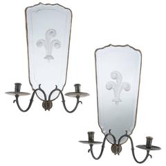 Pair of French Mirrored Wall Sconces
