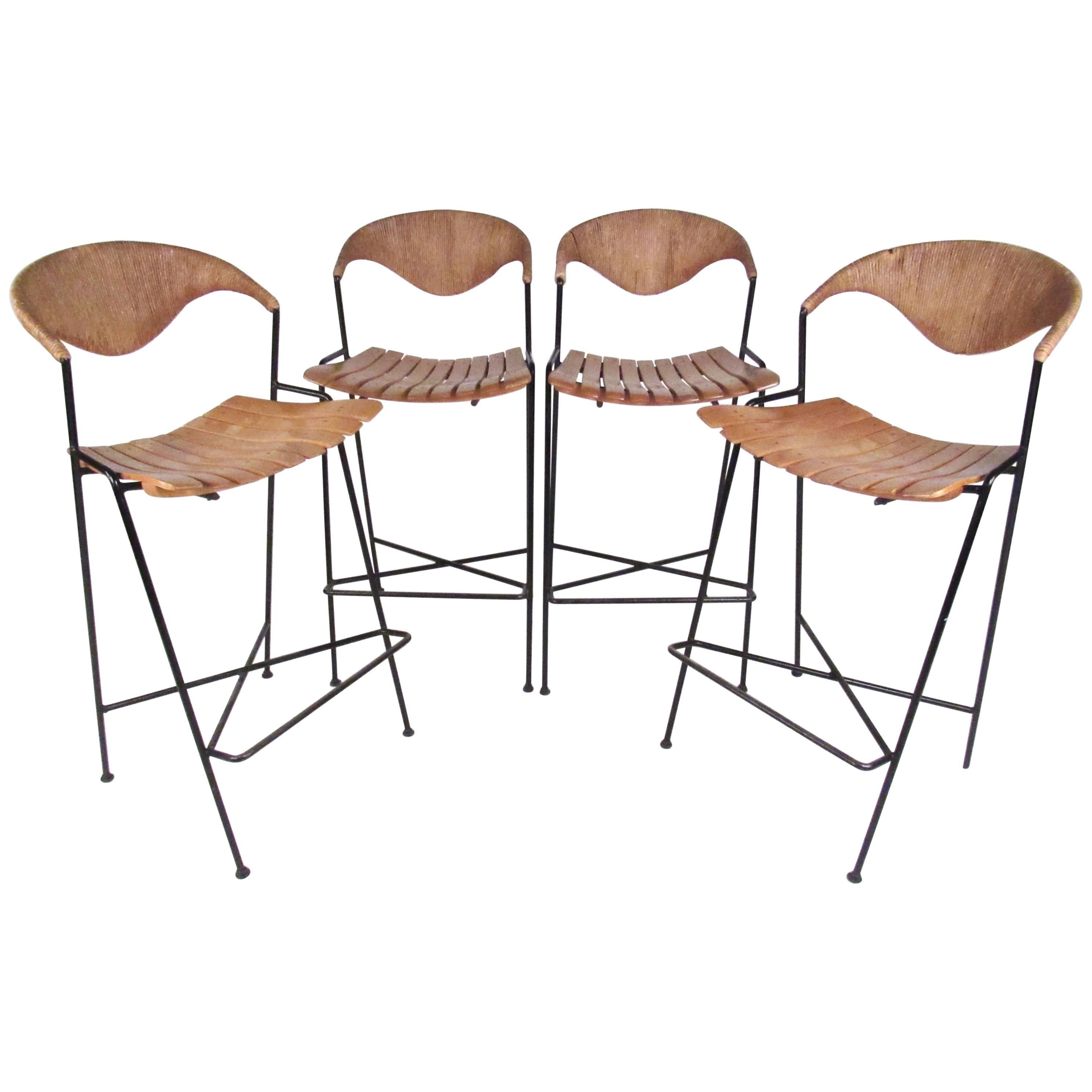 Set of Arthur Umanoff Slat Bar Stools