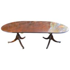 Quality Mahogany Twin Pillar Extending Dining Table