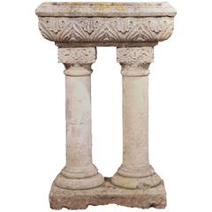 Antique Early 19th Century, French Carved Stone Garden Jardinière from Normandy