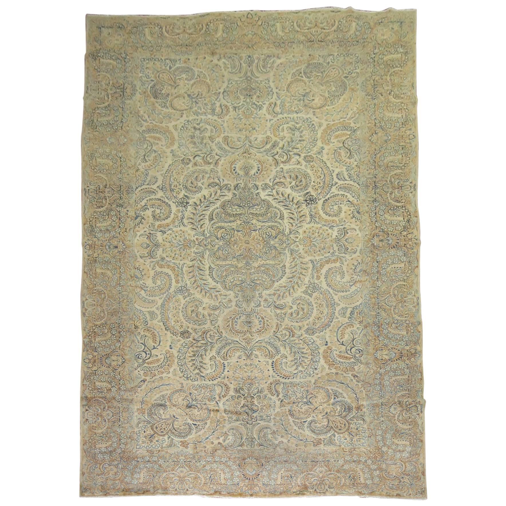 Zabihi Collection Oversize Early 20th Century Antique Persian Kerman Carpet For Sale