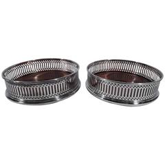 English Georgian-Style Sterling Silver Wine Bottle Coasters 10
