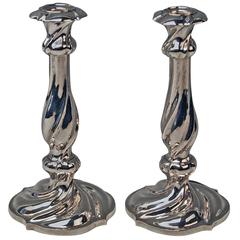 Silver 13 Lot Pair of Austrian Biedermeier Candlesticks Franz Schiffer Vienna