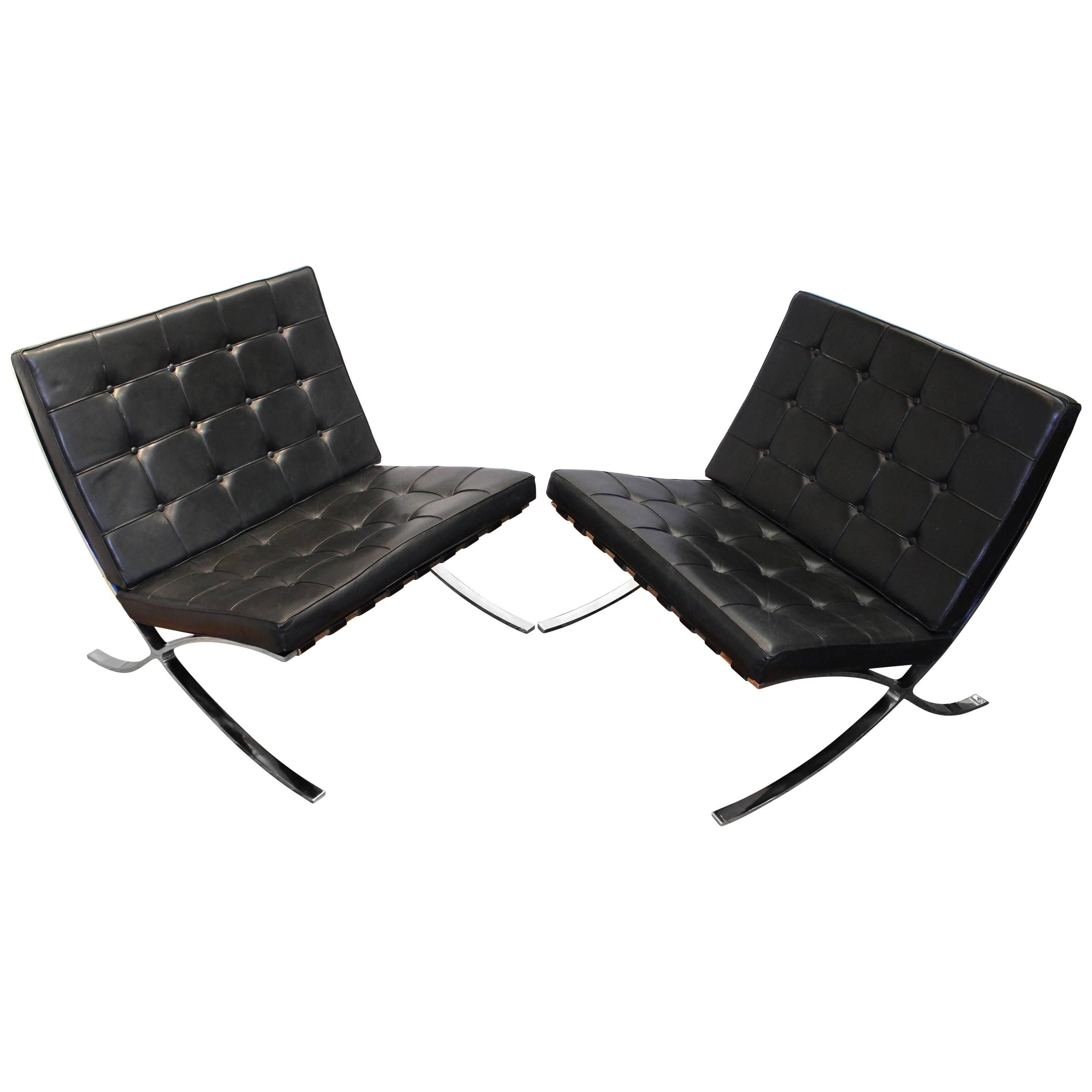 Pair of Barcelona Chairs by Knoll