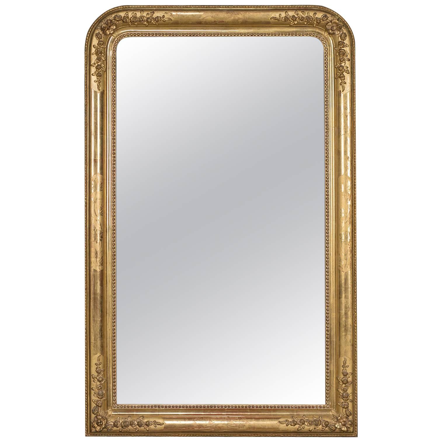 Antique French Louis Philippe Gold Leaf Mirror, circa 1870 For Sale