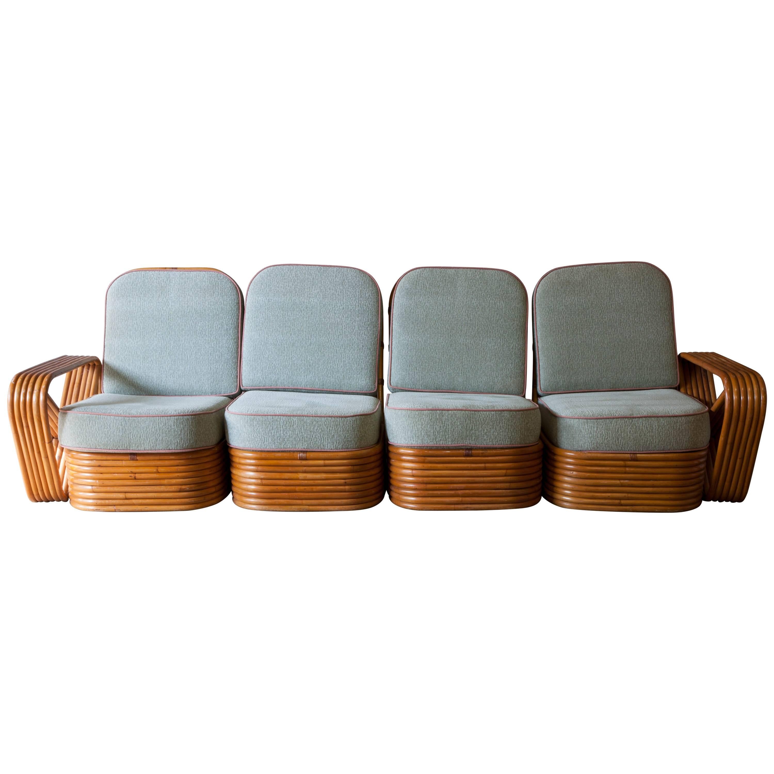 Rattan Paul Frankl Style Pretzel Sofa