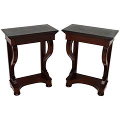 Pair of Antique Mahogany and Marble Side Tables Pair of Antique Mahogany and Marble Side Tables