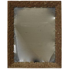 17th Century Spanish Wood Carved Frame with Hints of Plaster and Later Mirror