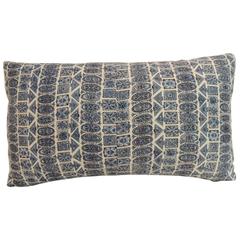 Vintage Indian Hand-Blocked Blue and White Decorative Lumbar Pillow