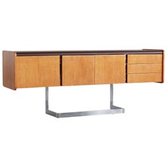 Oak and Chrome Credenza by Ste-Marie and Laurent