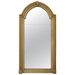 18th Century Gold Gilt and Painted White Altar Mirror with Replaced Glass