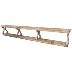 19th Century Spanish Pine Factory Console Table with Drawer