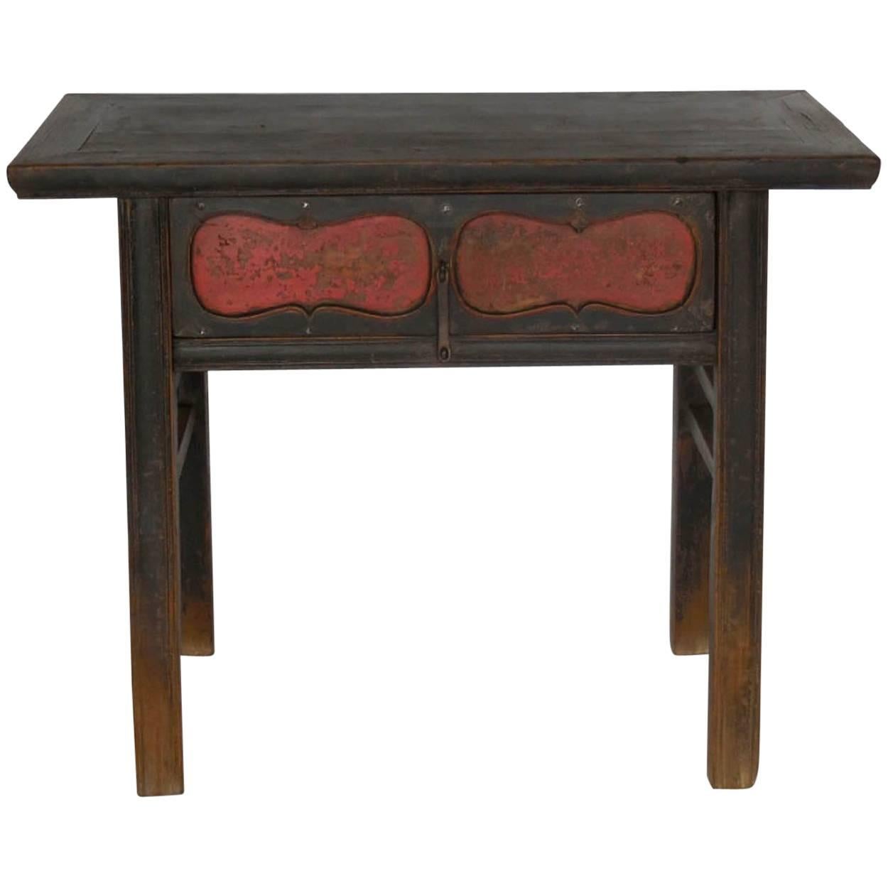 Qing Dynasty Painted Console with Drawer
