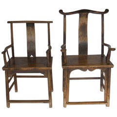 18th Century Qing Dynasty Chinese Woman and Man's Chairs