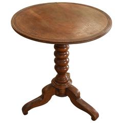 19th Century Walnut Tilt-Top Pedestal Side Table from France