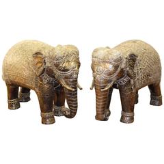 Pair of Silver Indian Elephant Sculptures 9