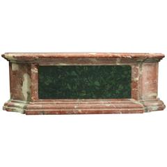 Antique French Rouge Marble Sculpture Plinth with Green Marble Panels