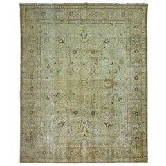 Tapis persan de Tabriz Shabby Chic vert menthe