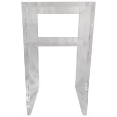 Custom Lucite Side Table with Shelf