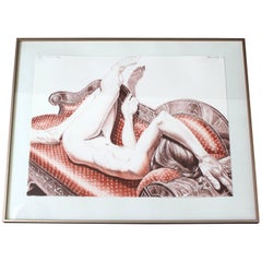 Mid-Century Modern Lithograph Print of Nude by Philip Pearlstein, 1970s