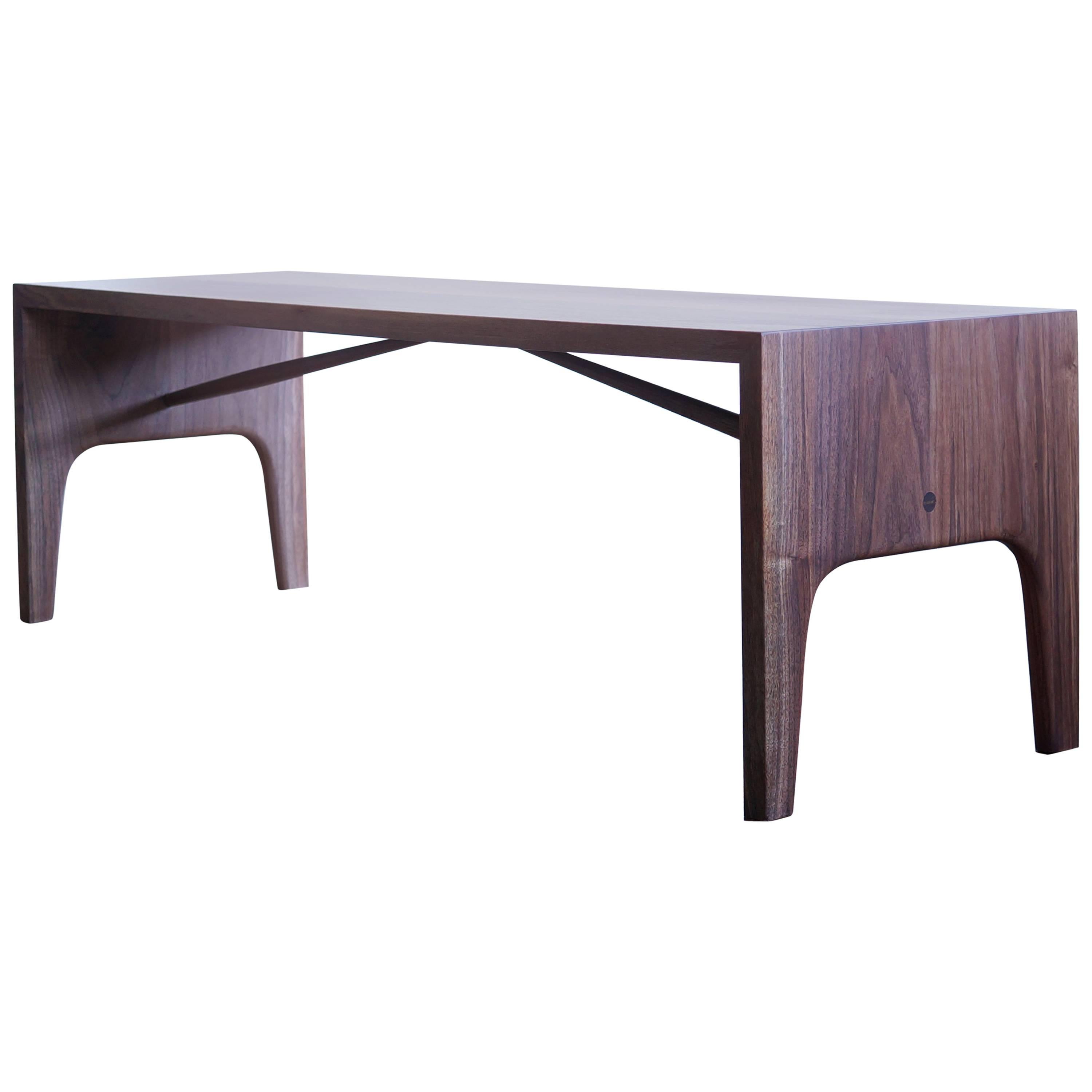 C09 Solid Walnut Bench with Angled Spindles by Jason Lewis Furniture For Sale