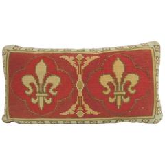 Vintage Fleur-de-Lis Orange and Green Tapestry Bolster Pillows