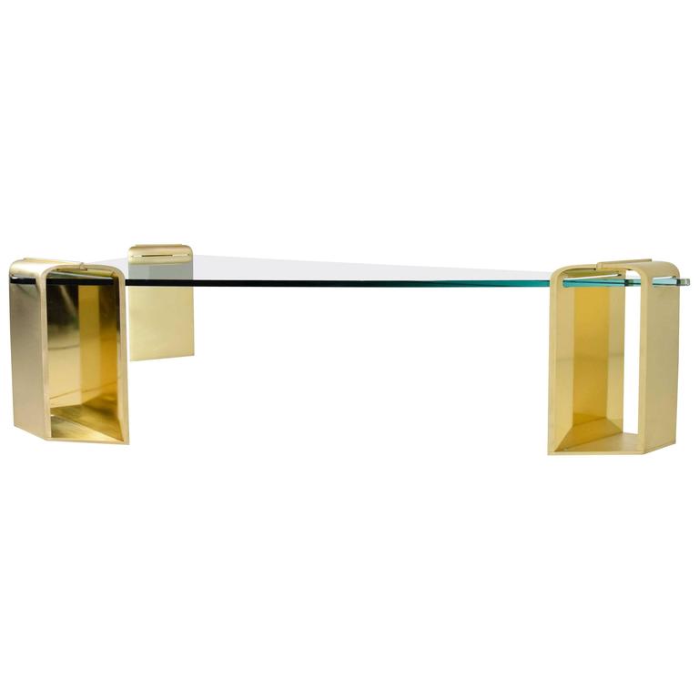 Large Stunning Solid Brass Cocktail Table by Lorin Marsh For Sale at