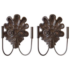 Pair of Hand-Carved Shell Sconces