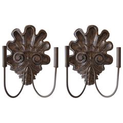 Pair of Hand-Carved Shell Sconces 2
