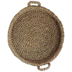 Monumental Round Philippines Seagrass Vintage Basket with Handles 5