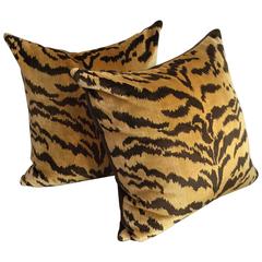 Pair of Scalamandre "Le Tigre" Silk Velvet Pillows