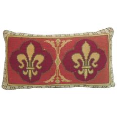 Vintage Fleur De Lis Yellow and Red Tapestry Bolster Pillows
