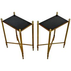 Used Contemporary Modern Pair of Global Views Bronze Acorn Side End Tables