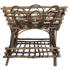 Vintage Willow and Wicker Large Plant Stand 2