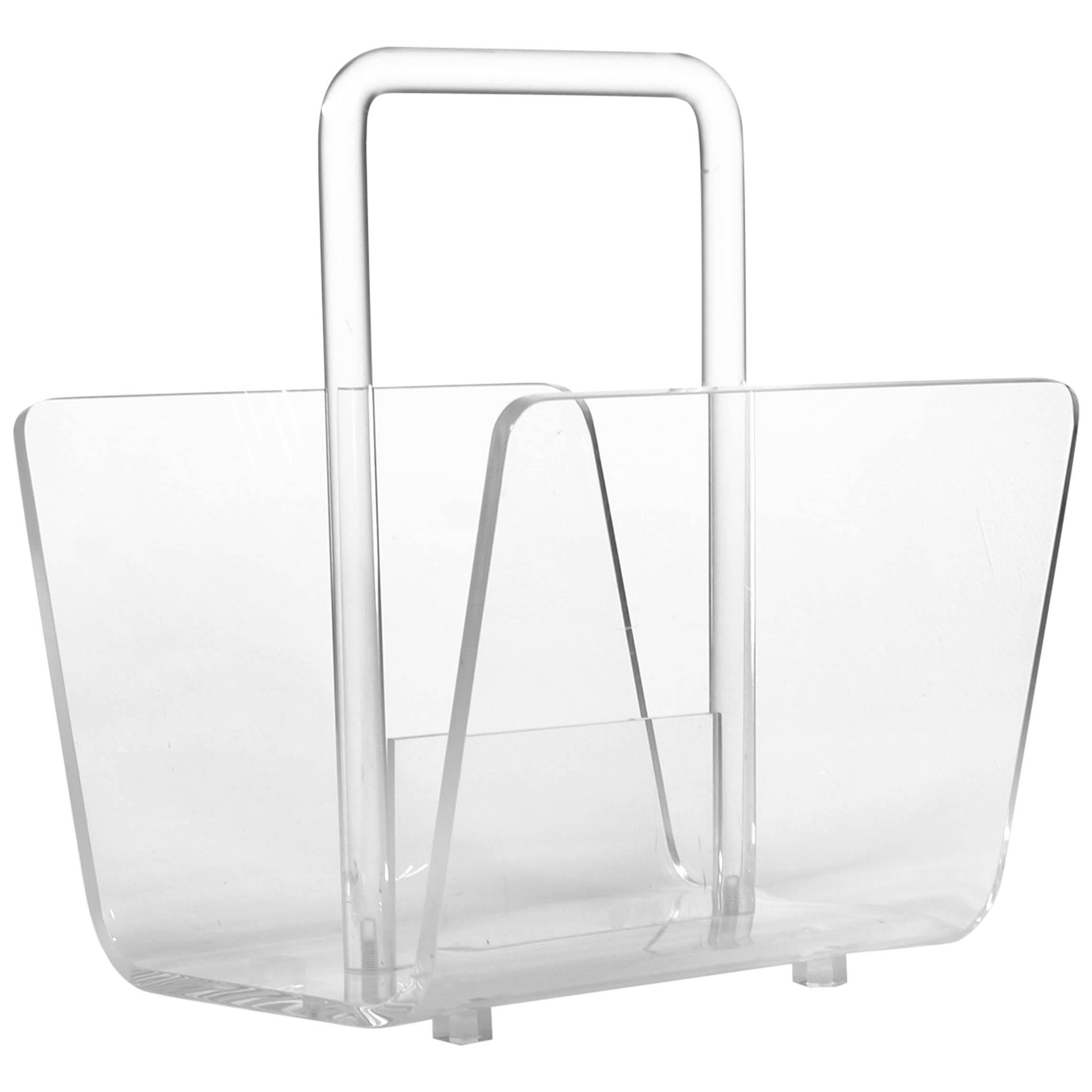 Lucite and Acrylic Magazine Rack or Holder For Sale