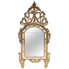 Italian Neoclassical Silver and Gold Gilt Foliage Wall Mirror, Circa 1770