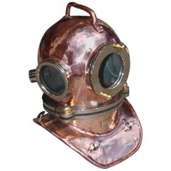 Vintage Russian Maritime Copper and Brass Deep Sea Divers Helmet, Circa 1992