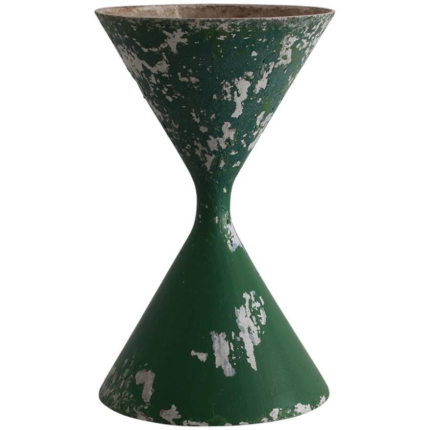 Willy Guhl Tall Hourglass Pot in Green Paint