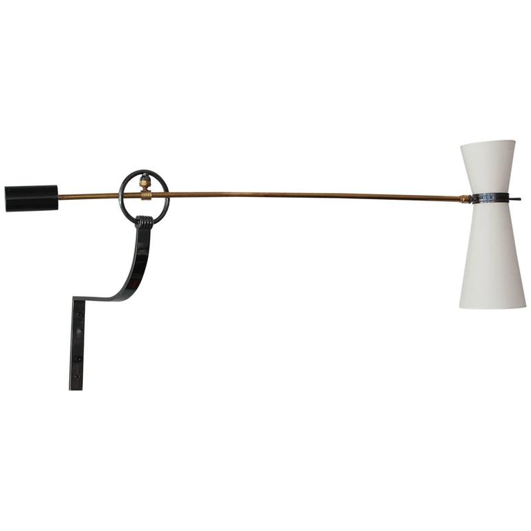 French Articulating Swing Arm Wall Sconce in Style of Jacques Biny at