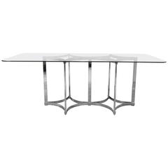 1960s Midcentury Merrow Associates Glass & Chrome Dining Table by Richard Young