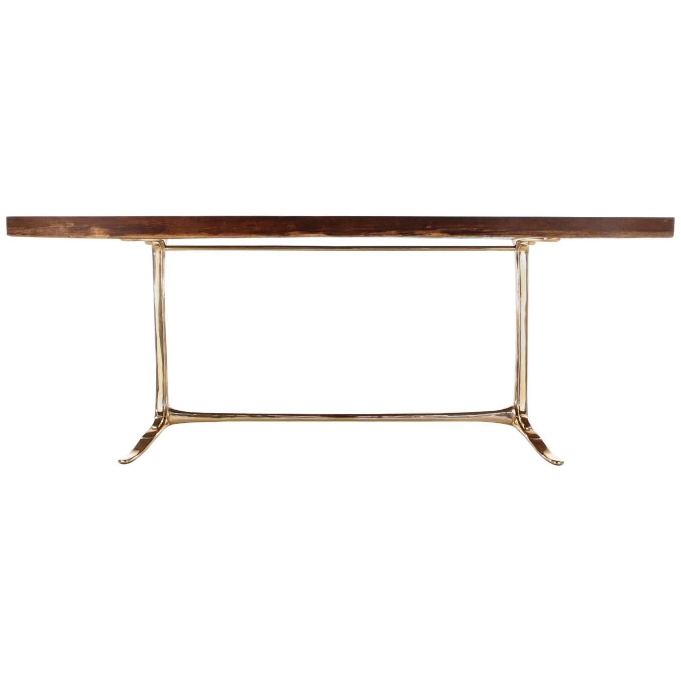High Console Table in Single Slab of Antique Hardwood Available by P. Tendercool For Sale