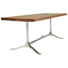 Antique Hardwood Desk with Aluminium Sand Cast Base 'IN STOCK' by P. Tendercool