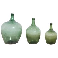 Set of Three Olive Green Wine Demijohns, Mecklenburg, Germany