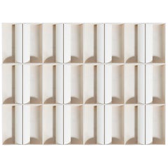 Architectural Set of 12 White Metal Wall-Lights, Ceiling-Lights, France, 1970s