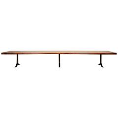 16-seat Dining Table, Reclaimed Redwood, Sand-Cast Bronze Base, by P. Tendercool 10
