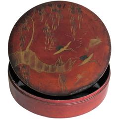 19th Century Papier Mâché, Lidded Box, Hand-Painted and Lacquered, Japanese