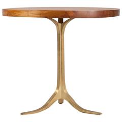Round Table in Reclaimed Wood, Sand-cast Brushed Brass Base, by P. Tendercool 9