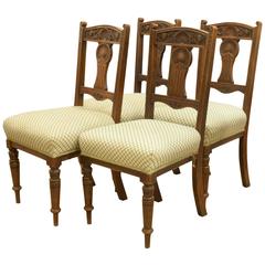 Set of Four Edwardian Walnut Dining Chairs
