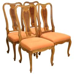 Used Set of Four Queen Anne Style Walnut Dining Chairs