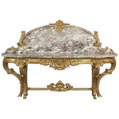 Louis XV Style Carved Giltwood Console Table, French, circa 1880 12